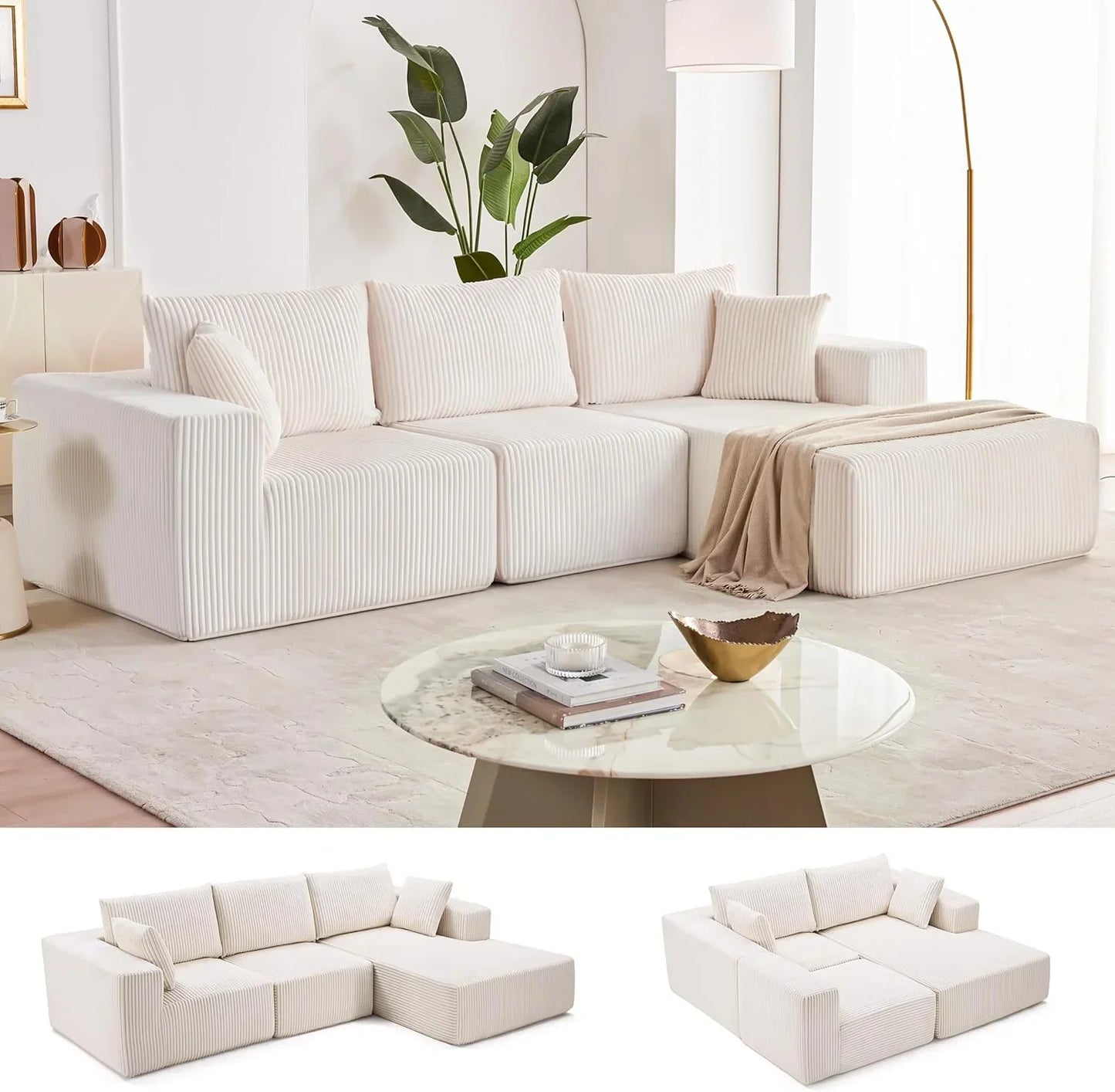 108-inch modular sofa cloud modular sofa with deep seat and reclining chair upholstered sofa