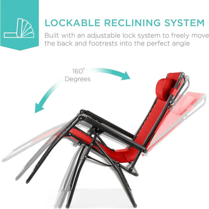 Best Choice Products Folding Zero Gravity Recliner Patio Lounge Chair Adjustable Canopy Shade