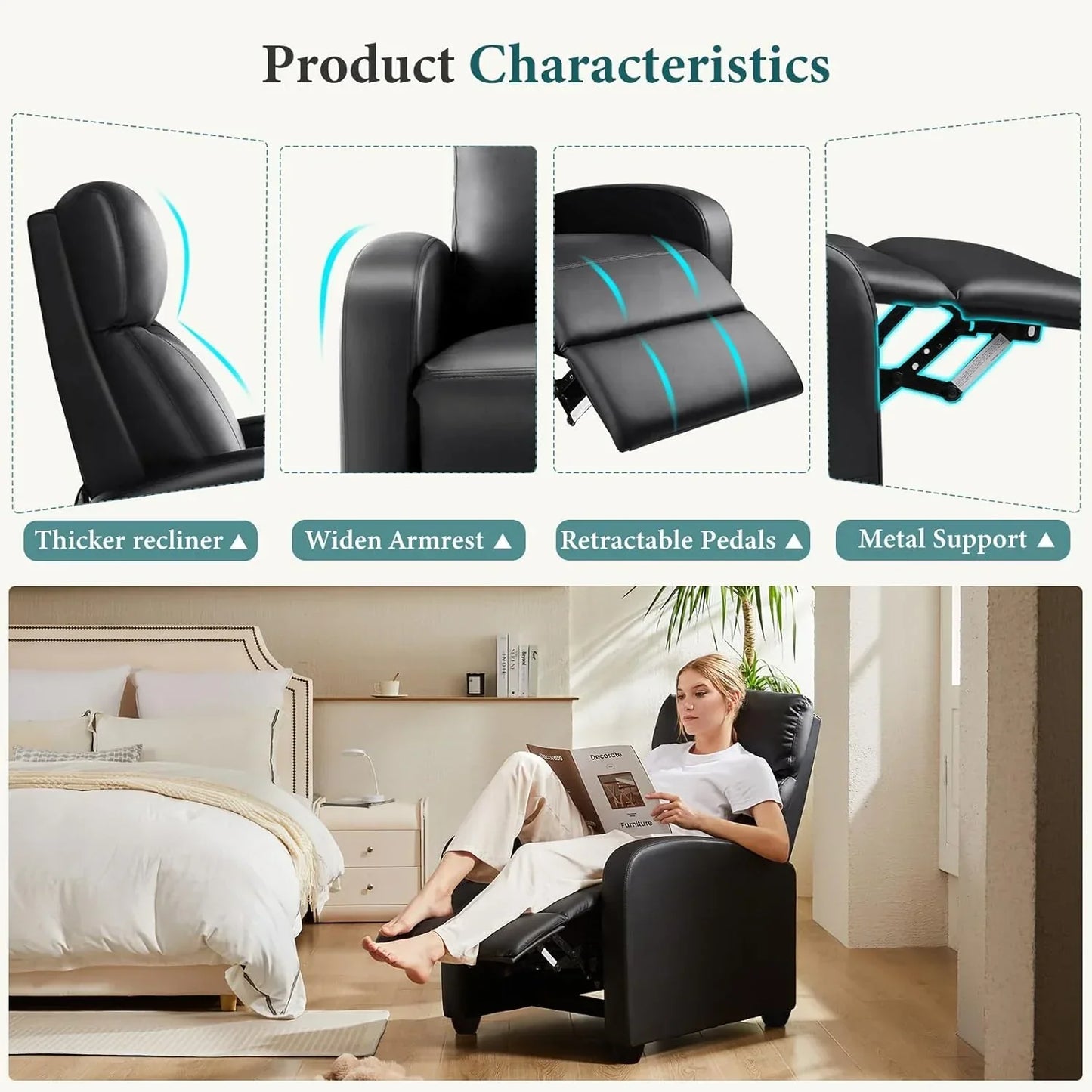 Adult recliner living room massage recliner adjustable home theater chair single sofa