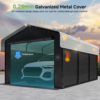 10'x15' Heavy Duty Metal Carport Outdoor Garage Car Shelter Shade with Heavier Frame