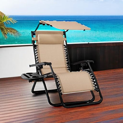 Best Choice Products Folding Zero Gravity Recliner Patio Lounge Chair Adjustable Canopy Shade