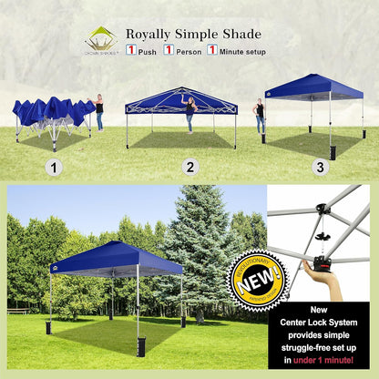 10x10 Pop-Up Awning One-Click Installation Beach Tent Outdoor Sunshade Silver Coated Top