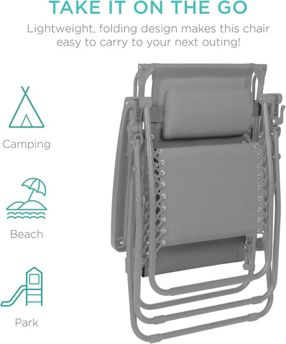 Best Choice Products Folding Zero Gravity Recliner Patio Lounge Chair Adjustable Canopy Shade