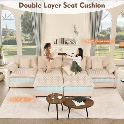 108 Inch U Shape Sofa Sectional Sofa Comfortable Cloud Sofa Living Room Deep Seat Sofa