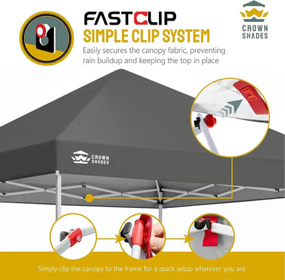 10x10 Pop-Up Awning One-Click Installation Beach Tent Outdoor Sunshade Silver Coated Top