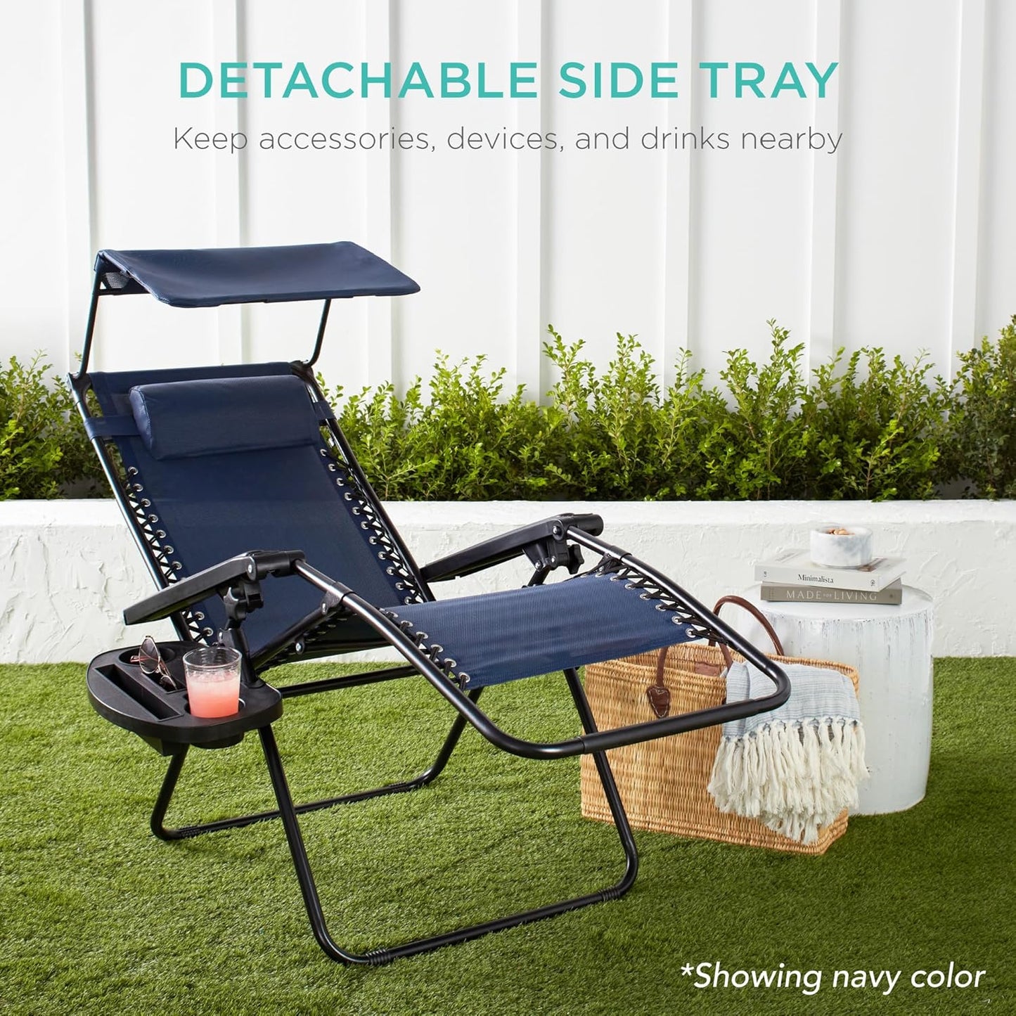 Best Choice Products Folding Zero Gravity Recliner Patio Lounge Chair Adjustable Canopy Shade