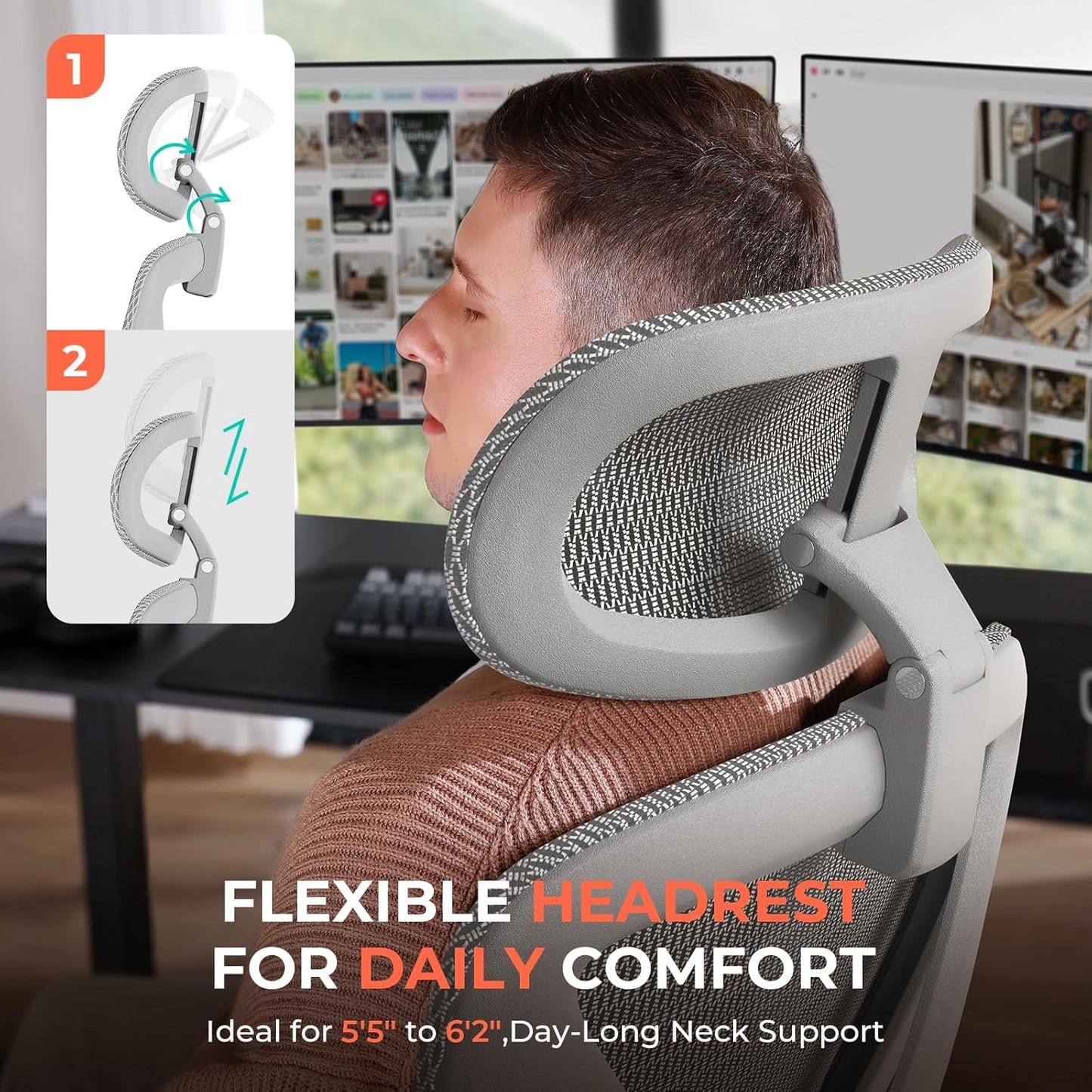Ergonomic Mesh Office Chair with Adjustable Lumbar High Back Desk Chair 400 lbs