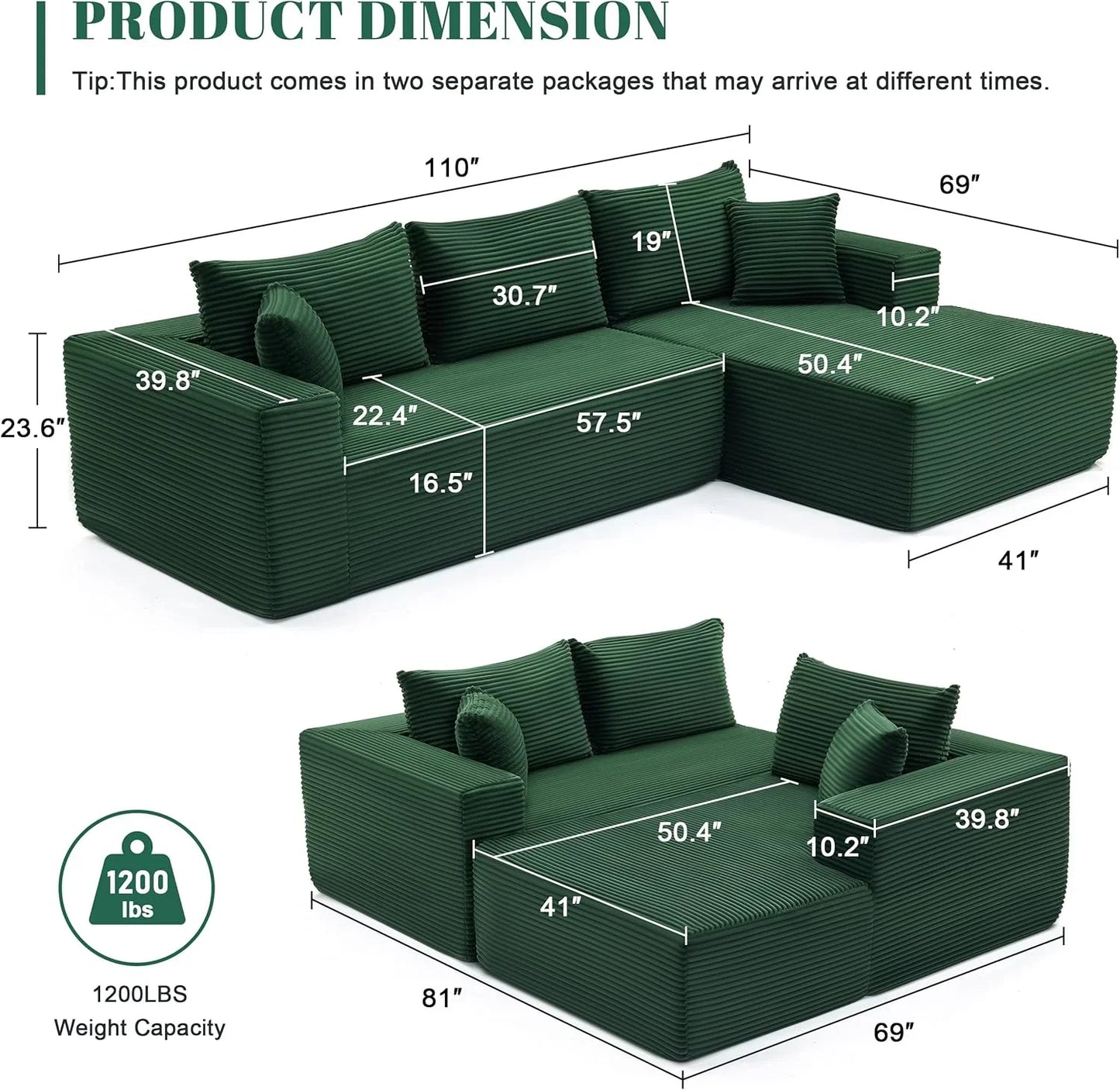 110-inch cloud sofa boneless sofa in the living room modular sofa with deep seats