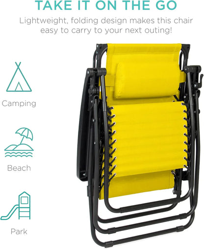 Best Choice Products Folding Zero Gravity Recliner Patio Lounge Chair Adjustable Canopy Shade