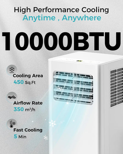 8,000 BTU Portable Air Conditioner 3-in-1 AC Unit with Remote Control Ultra-Quiet Cooling for Rooms