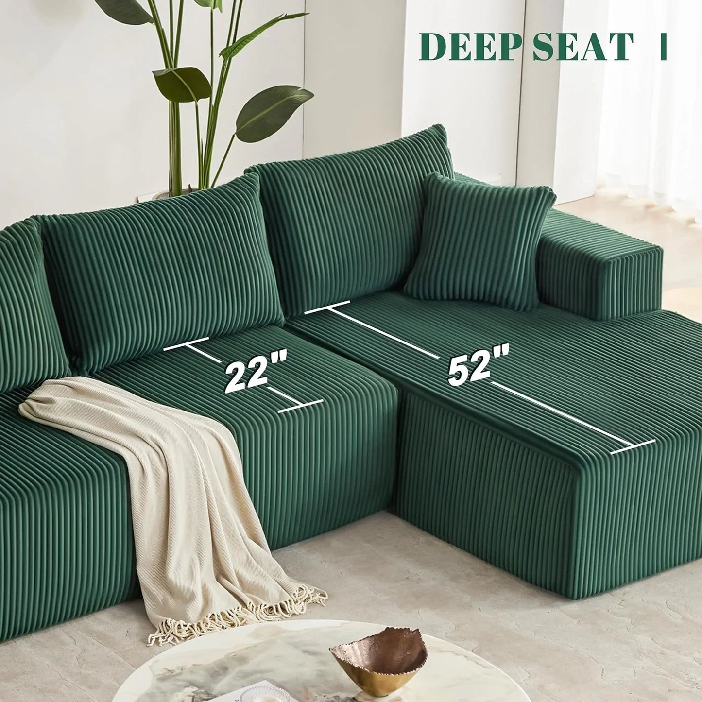 108-inch modular sofa cloud modular sofa with deep seat and reclining chair upholstered sofa