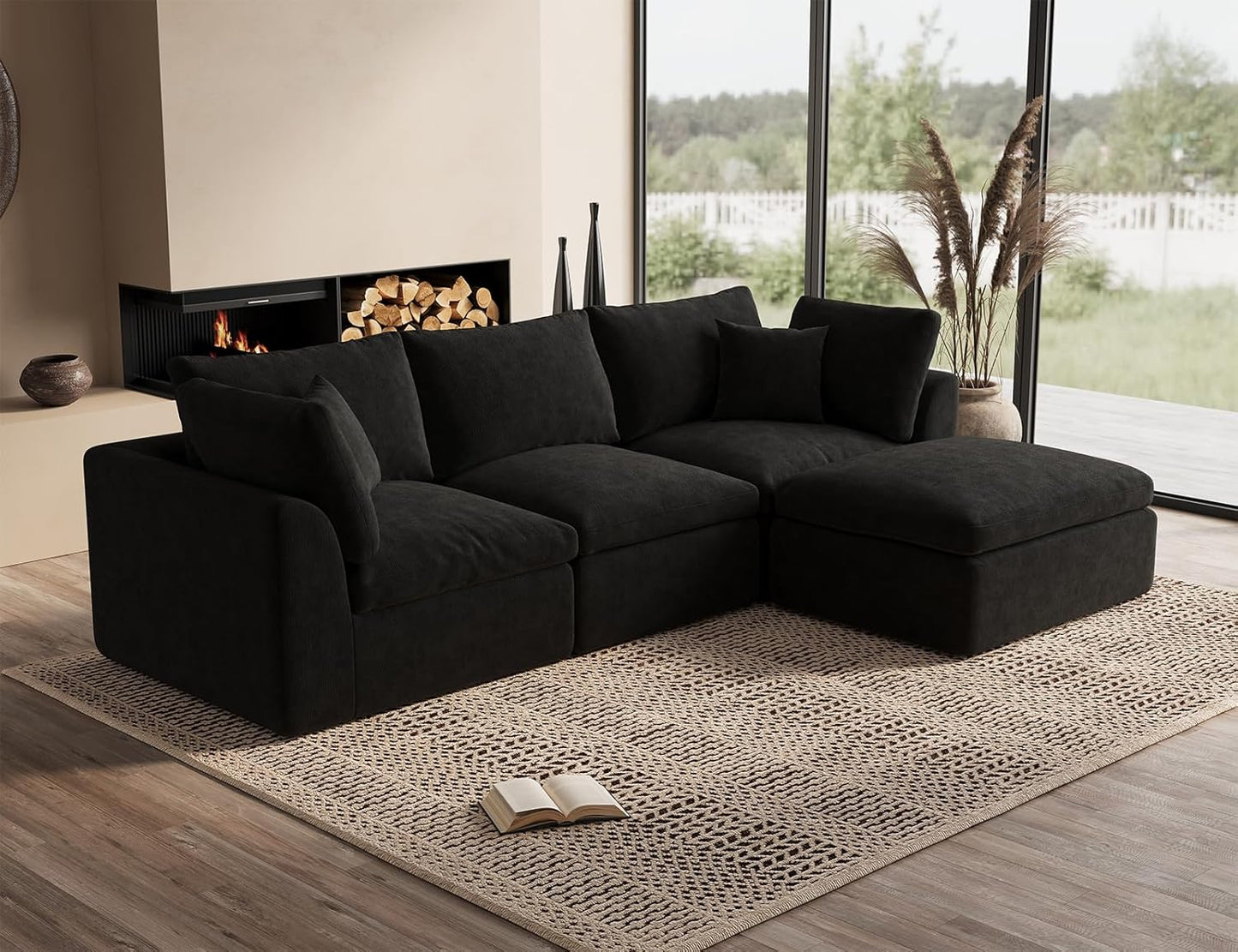 110 inch cloud sectional sofa for living room convertible L-shaped sofa 3 seater sectional sofa