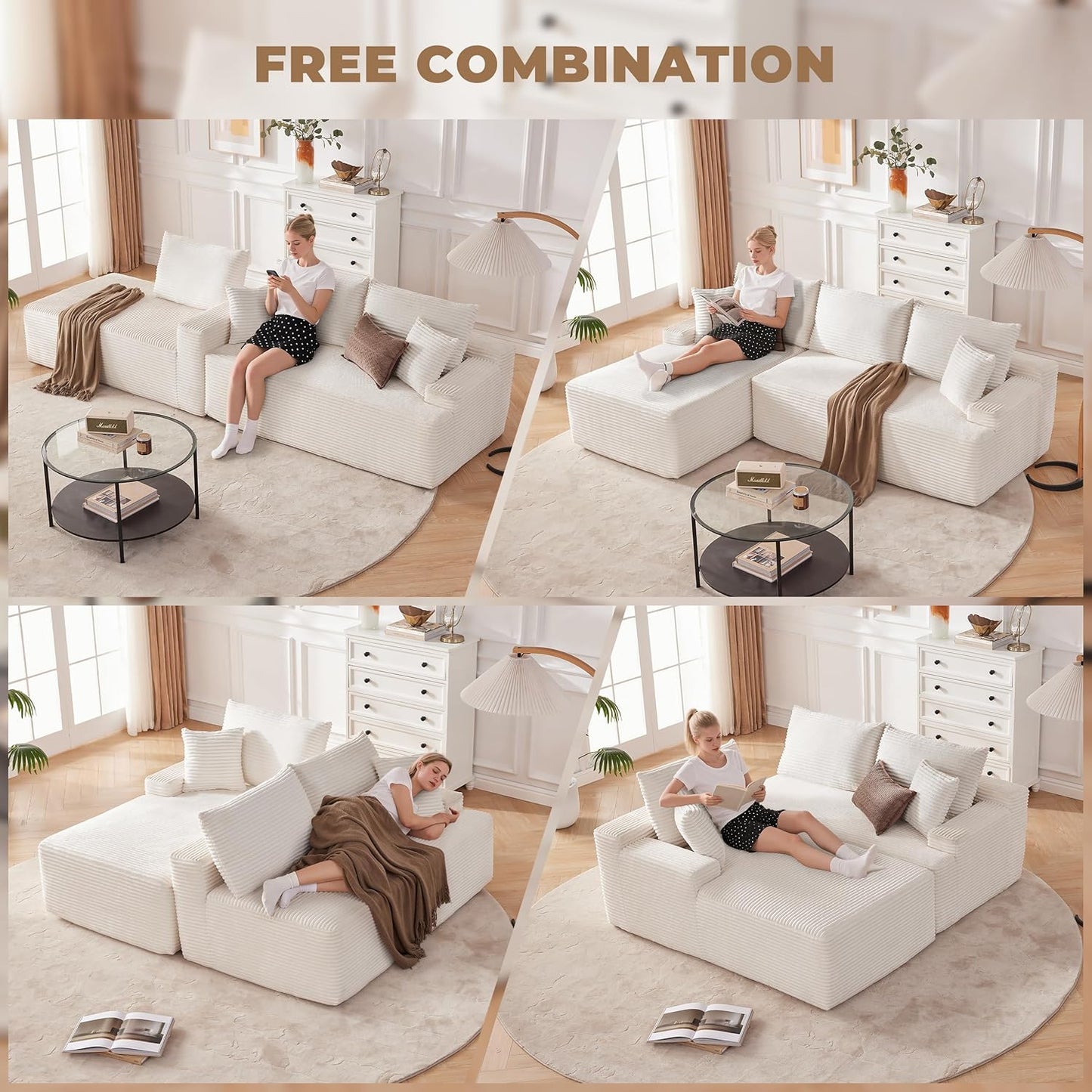110-inch cloud sofa boneless sofa in the living room modular sofa with deep seats
