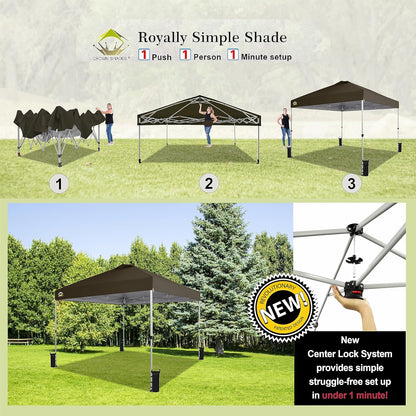 10x10 Pop-Up Awning One-Click Installation Beach Tent Outdoor Sunshade Silver Coated Top
