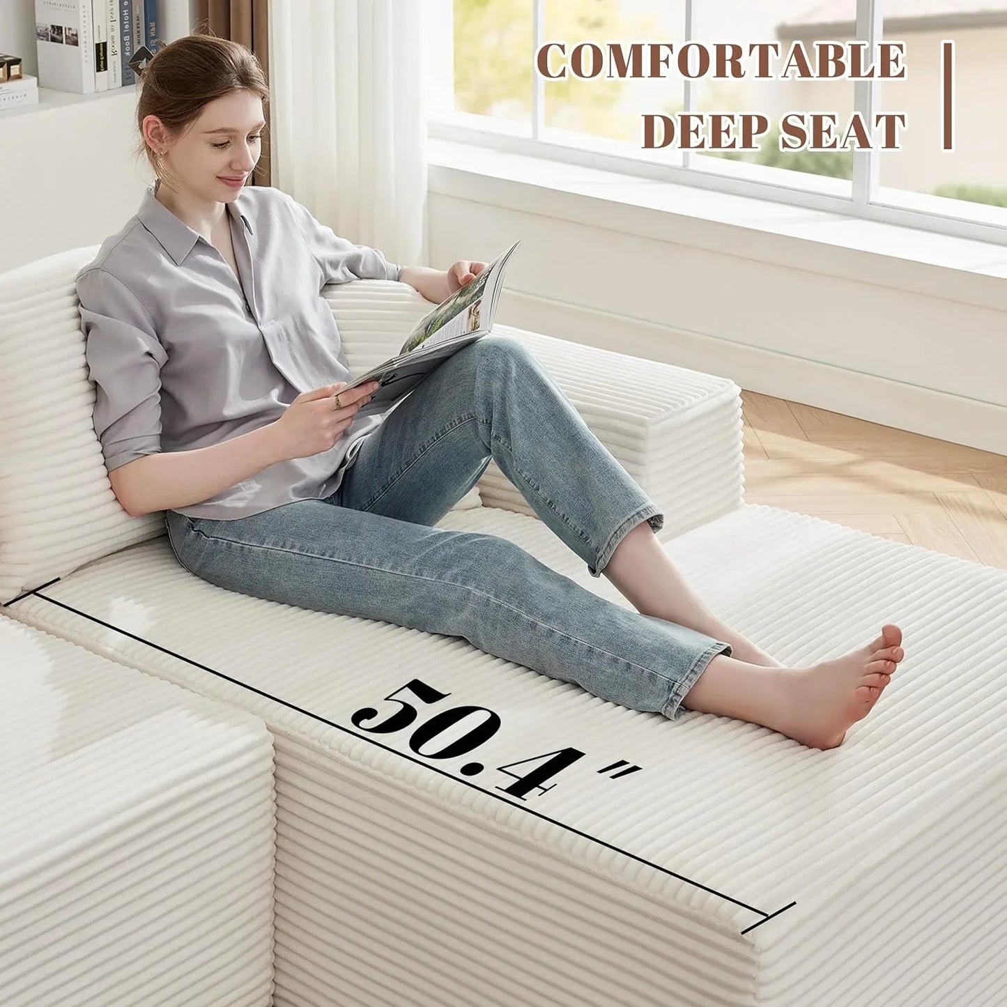 110-inch cloud sofa boneless sofa in the living room modular sofa with deep seats