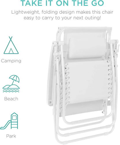 Best Choice Products Folding Zero Gravity Recliner Patio Lounge Chair Adjustable Canopy Shade