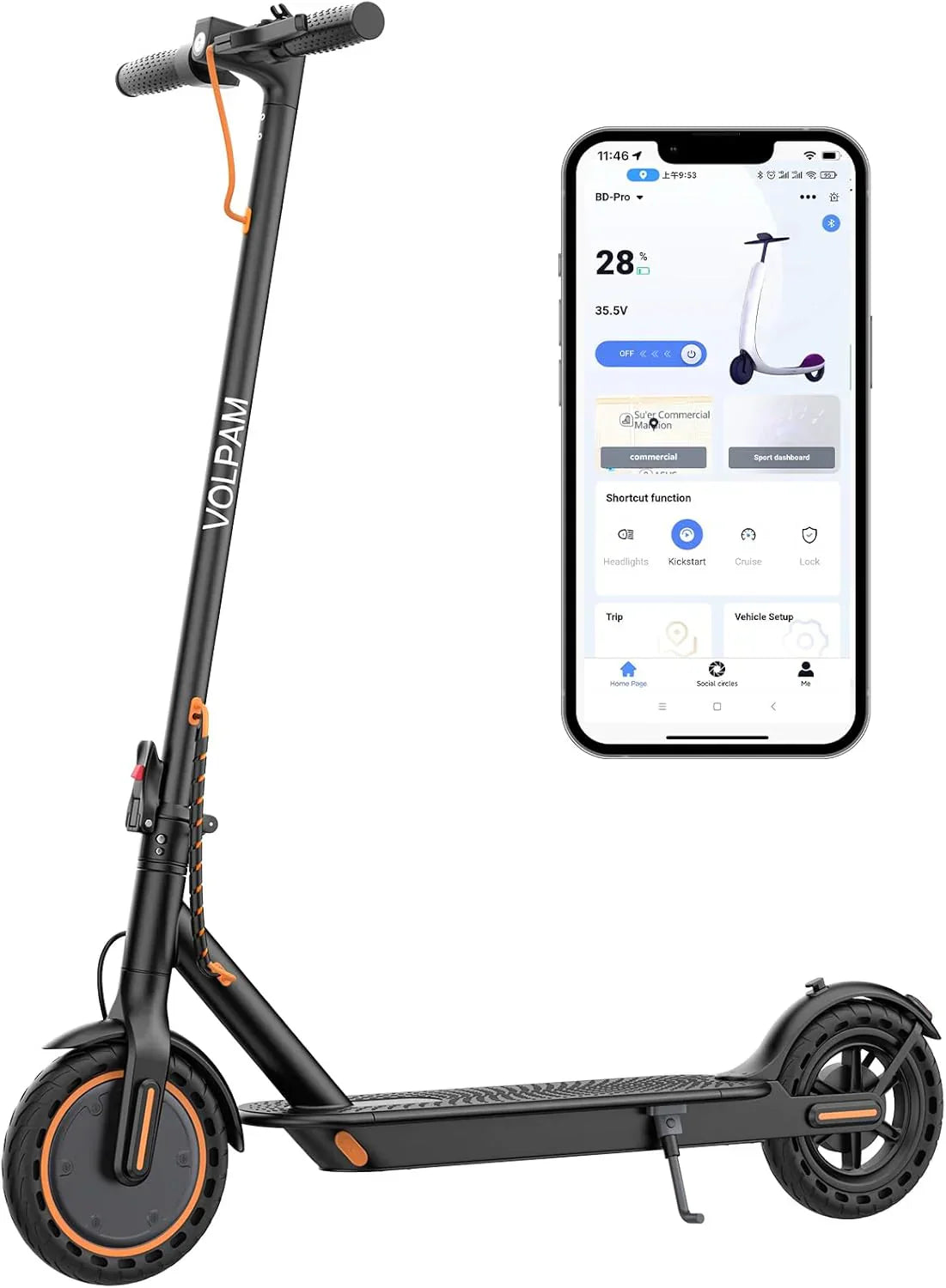 Electric Scooter 350W/500W Powerful Motor 8.5"/10" Solid Tires 19/22Mph 28/21/12 Miles Range