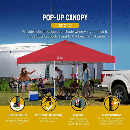 10x10 Pop-Up Awning One-Click Installation Beach Tent Outdoor Sunshade Silver Coated Top