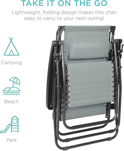 Best Choice Products Folding Zero Gravity Recliner Patio Lounge Chair Adjustable Canopy Shade