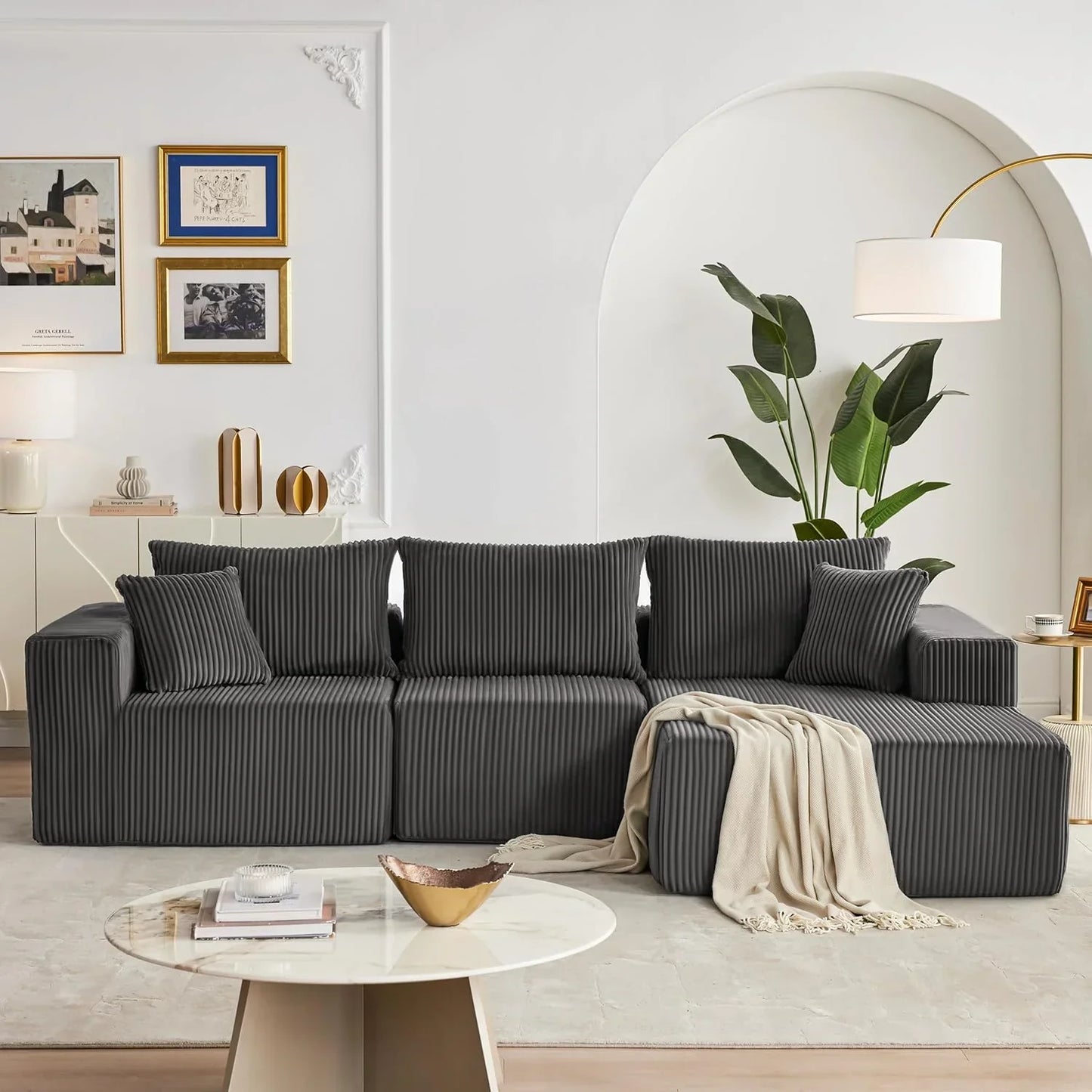 108-inch modular sofa cloud modular sofa with deep seat and reclining chair upholstered sofa