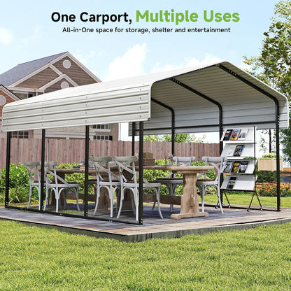 10'x15' Heavy Duty Metal Carport Outdoor Garage Car Shelter Shade with Heavier Frame