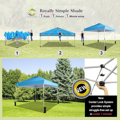 10x10 Pop-Up Awning One-Click Installation Beach Tent Outdoor Sunshade Silver Coated Top