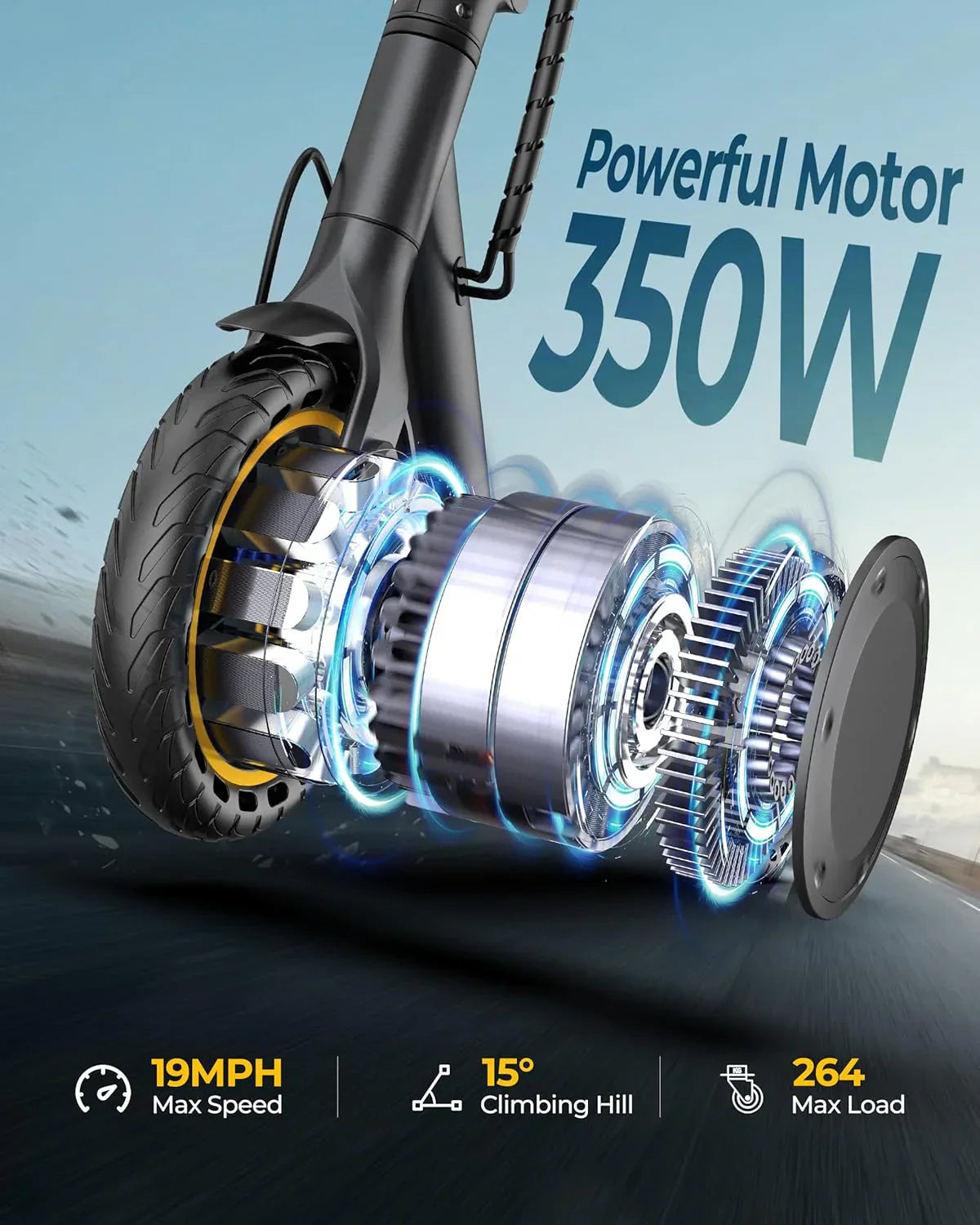 Electric Scooter 350W/500W Motor Top Speed 19/22 mph Max 16/23/28Miles Ranges Foldable E Scooter