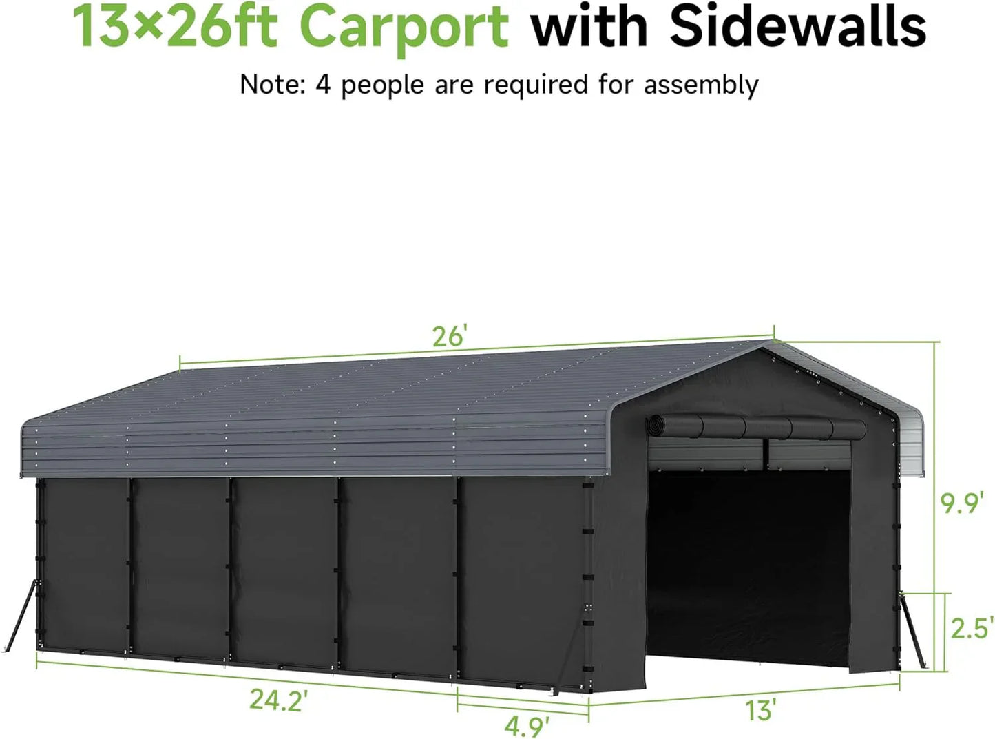 10'x15' Heavy Duty Metal Carport Outdoor Garage Car Shelter Shade with Heavier Frame