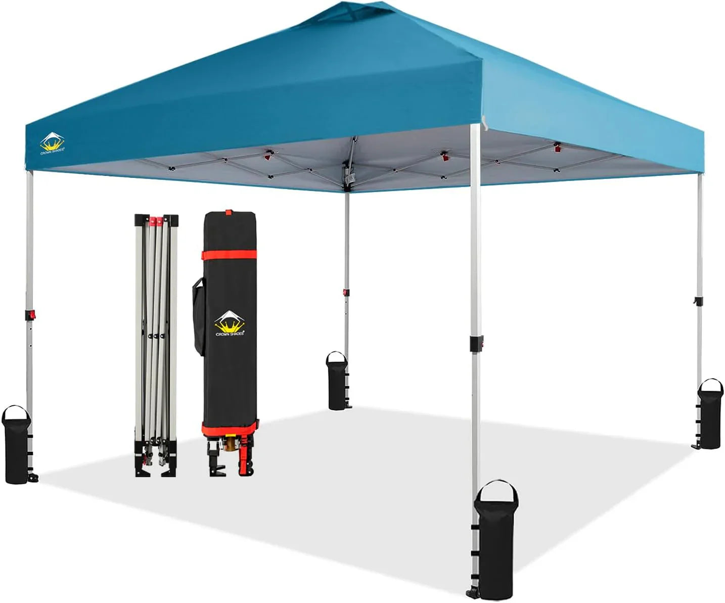 10x10 Pop-Up Awning One-Click Installation Beach Tent Outdoor Sunshade Silver Coated Top