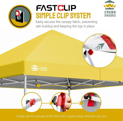 10x10 Pop-Up Awning One-Click Installation Beach Tent Outdoor Sunshade Silver Coated Top
