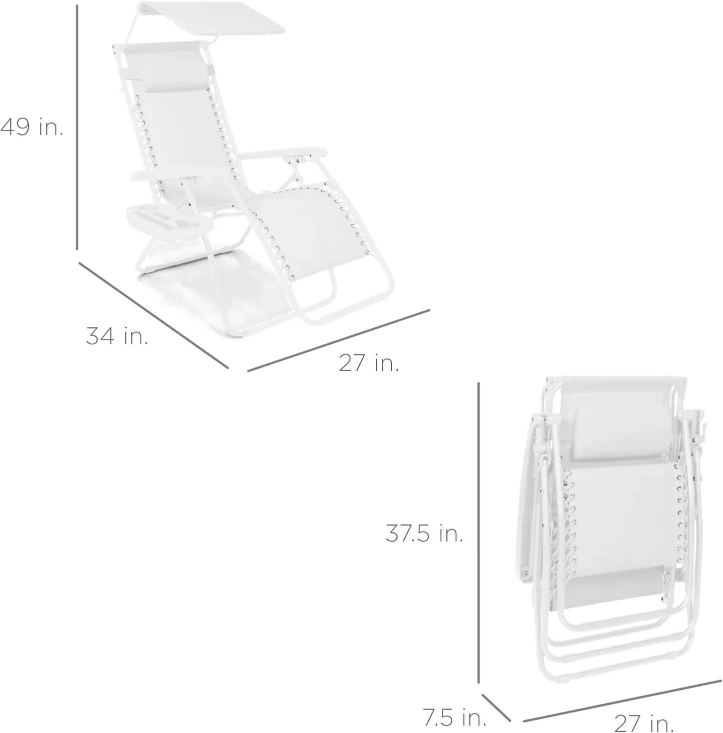 Best Choice Products Folding Zero Gravity Recliner Patio Lounge Chair Adjustable Canopy Shade