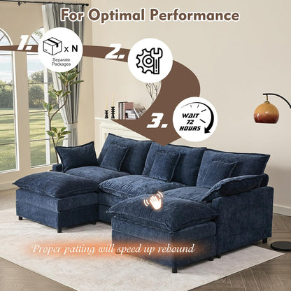 108" U-shaped sofa modular sofa three-seater comfortable cloud sofa