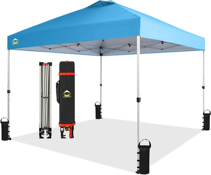 10x10 Pop-Up Awning One-Click Installation Beach Tent Outdoor Sunshade Silver Coated Top