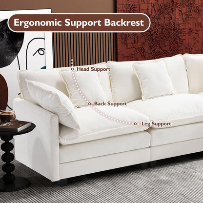 111.4 Inch L Shaped Modern Sofa Modular Cloud Sofa with Ottoman 4 Seater Chenille Deep Seat Sofa