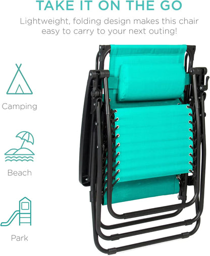 Best Choice Products Folding Zero Gravity Recliner Patio Lounge Chair Adjustable Canopy Shade