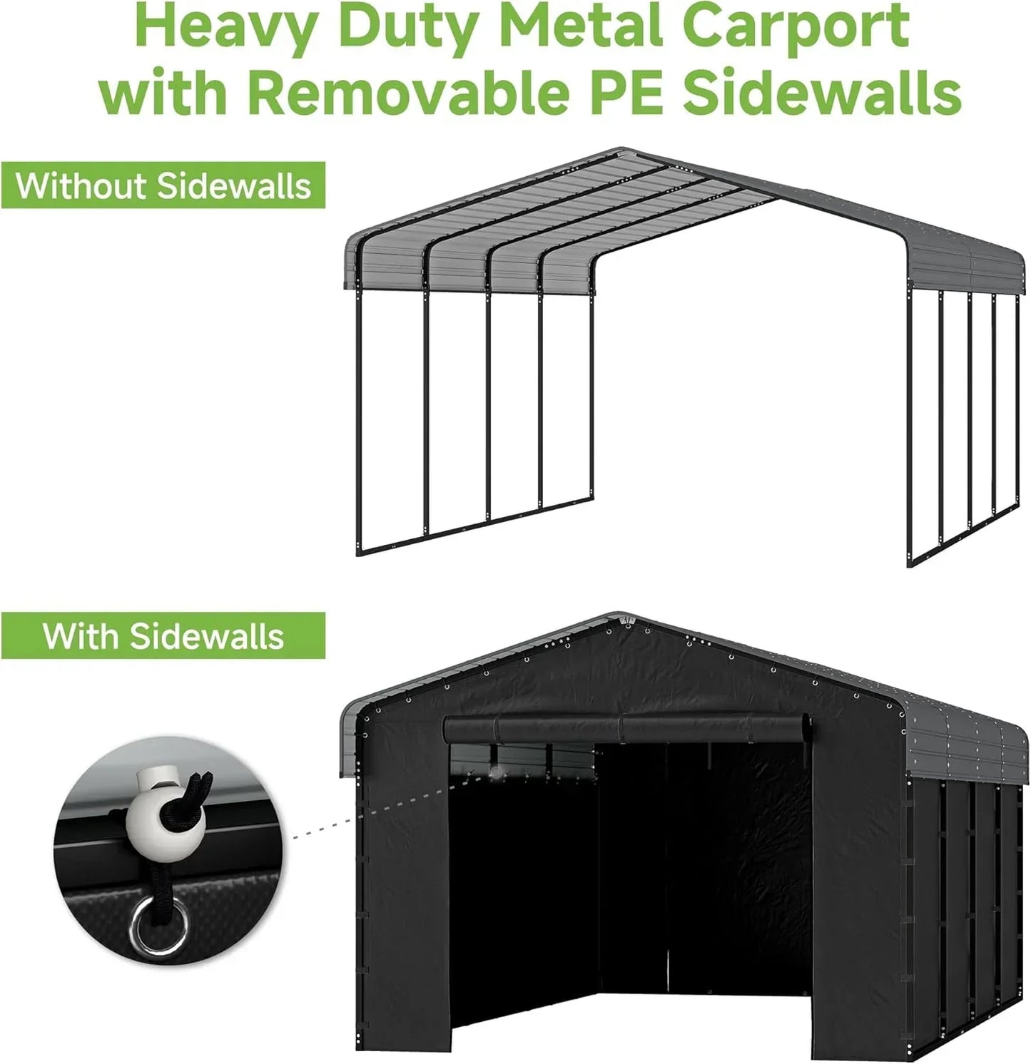 10'x15' Heavy Duty Metal Carport Outdoor Garage Car Shelter Shade with Heavier Frame