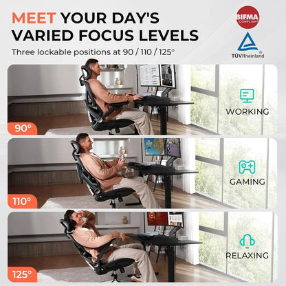 Ergonomic Mesh Office Chair with Adjustable Lumbar High Back Desk Chair 400 lbs