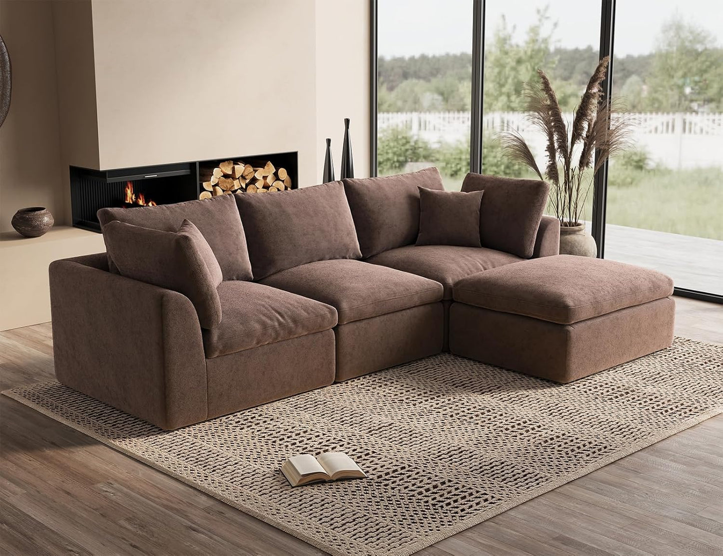 110 inch cloud sectional sofa for living room convertible L-shaped sofa 3 seater sectional sofa
