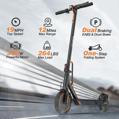 Electric Scooter 350W/500W Powerful Motor 8.5"/10" Solid Tires 19/22Mph 28/21/12 Miles Range