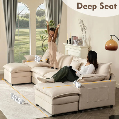108" U-shaped sofa modular sofa three-seater comfortable cloud sofa
