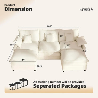 108" U-shaped sofa modular sofa Comfortable cloud sofa