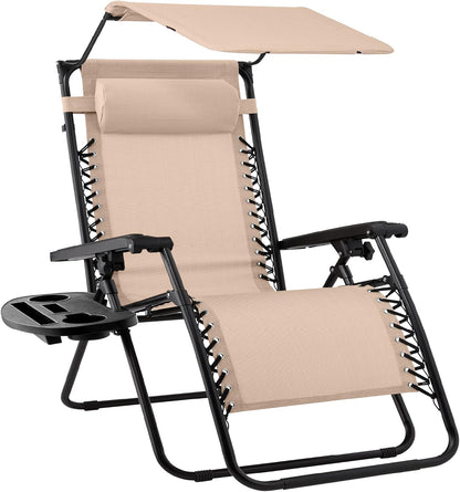 Best Choice Products Folding Zero Gravity Recliner Patio Lounge Chair Adjustable Canopy Shade