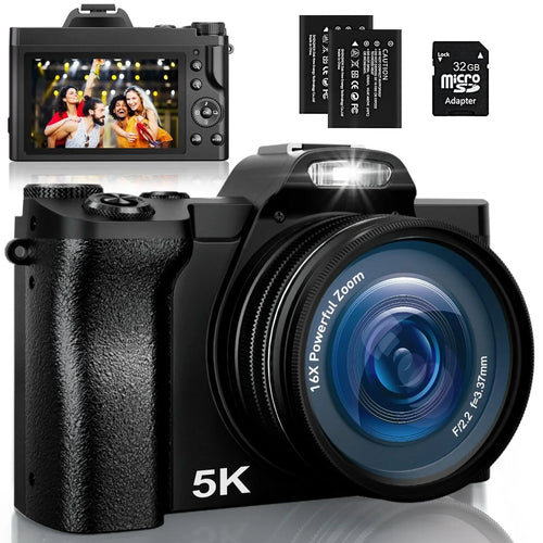 5K Digital Camera WiFi Vlogging Camera with 32G SD Card