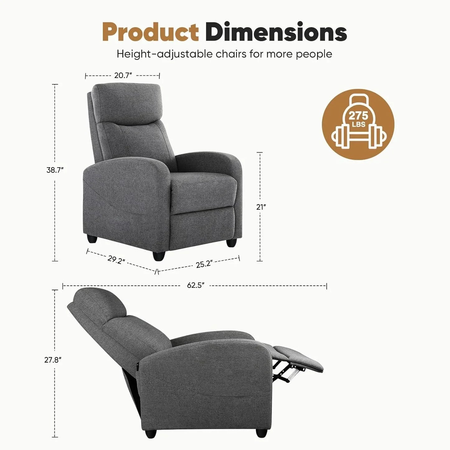 Adult recliner living room massage recliner adjustable home theater chair single sofa