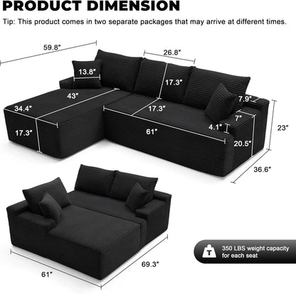 110-inch cloud sofa boneless sofa in the living room modular sofa with deep seats