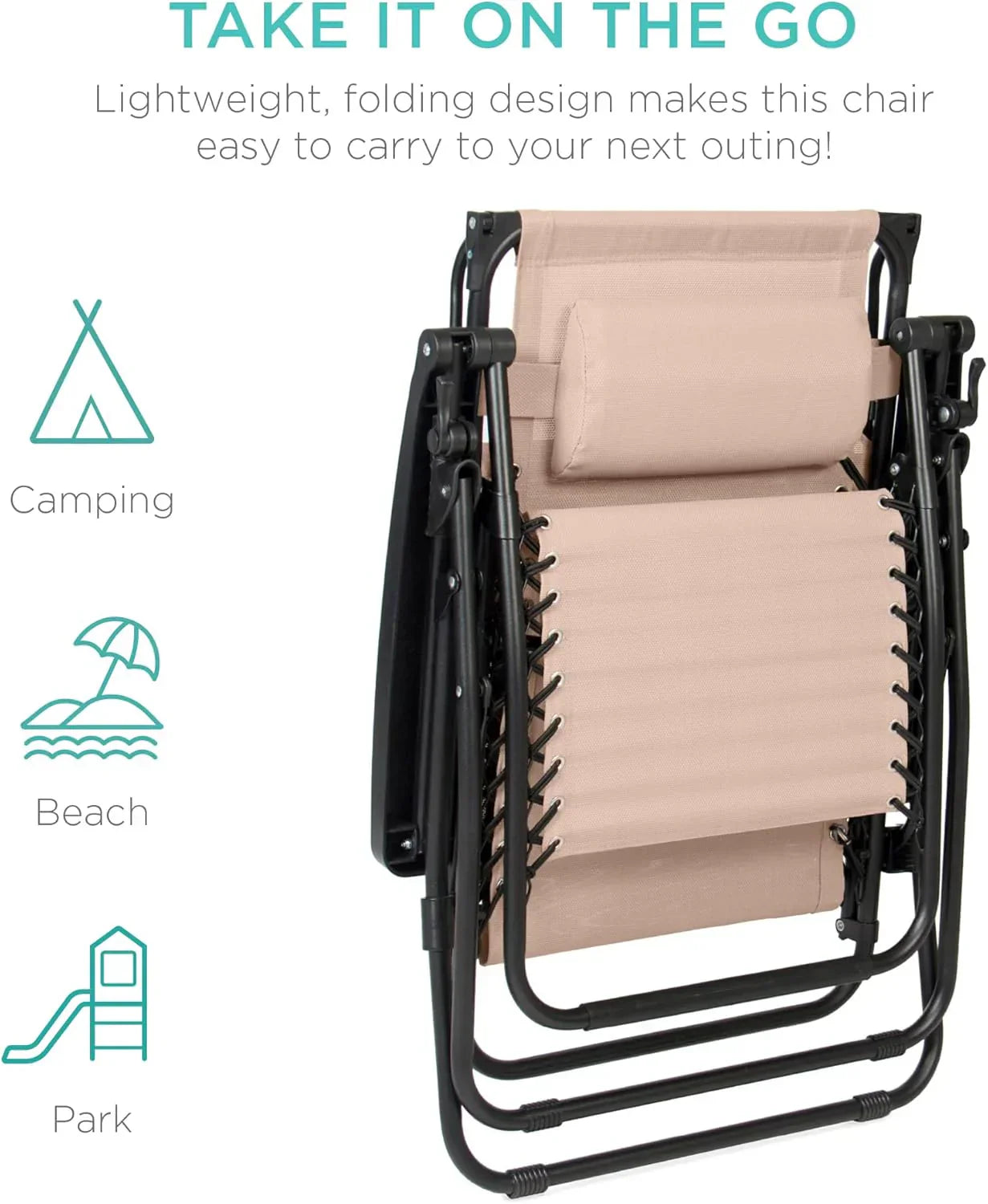 Best Choice Products Folding Zero Gravity Recliner Patio Lounge Chair Adjustable Canopy Shade