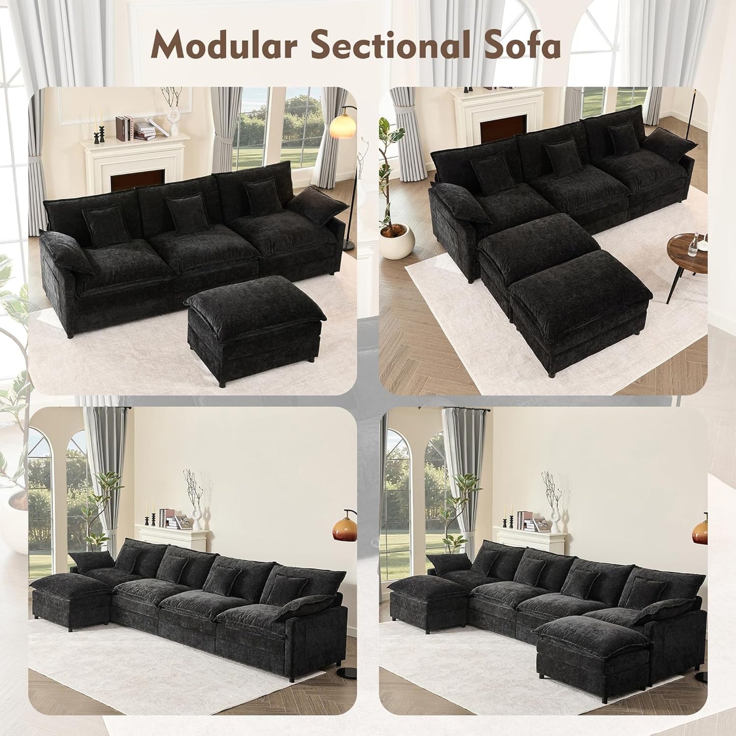108" U-shaped sofa modular sofa three-seater comfortable cloud sofa